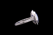 Platinum Diamond and Sri Lankan Sapphire Cluster Ring with Diamond Shoulders