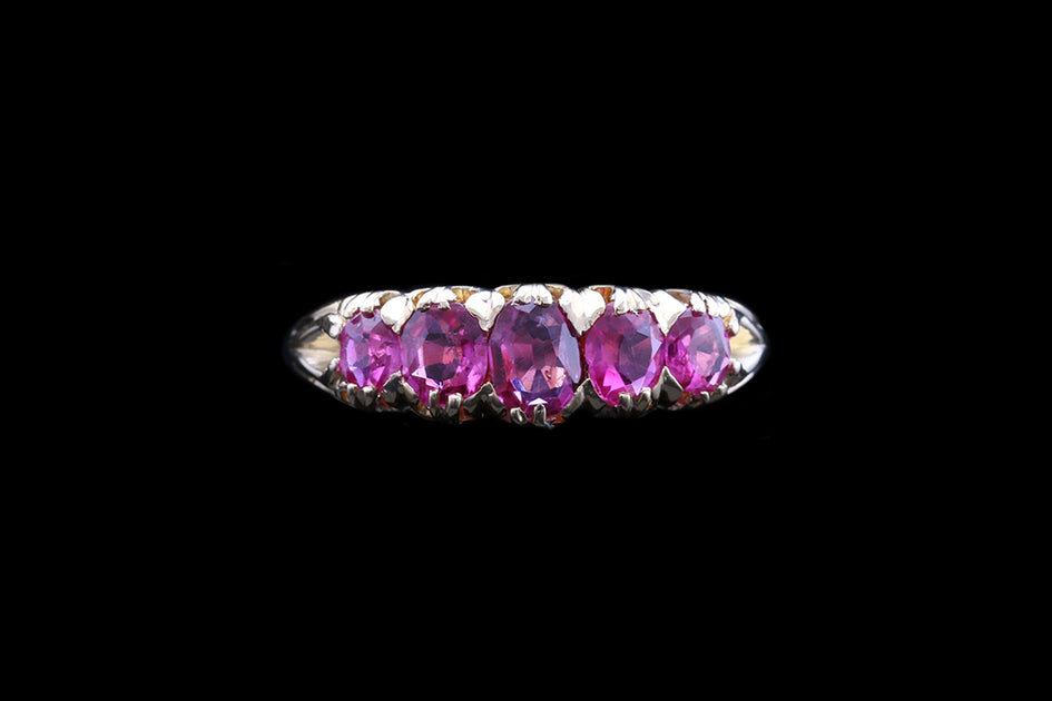 Victorian 18ct Yellow Gold Graduated Ruby Five Stone Ring – Mortimers ...
