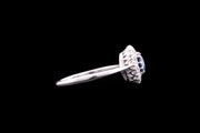 Art Deco 18ct White Gold Diamond and Sapphire Cluster Ring
