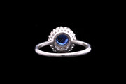 Art Deco 18ct White Gold Diamond and Sapphire Cluster Ring