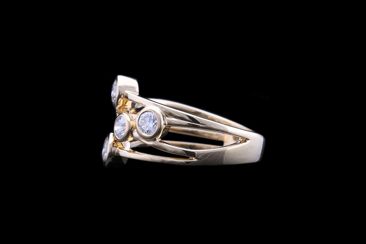 18ct Yellow Gold Diamond Triple Row Dress Ring