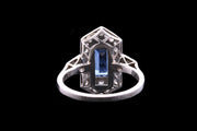 Art Deco 18ct White Gold and Platinum Diamond and Sapphire Dress Ring