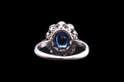 Art Deco 14ct White Gold Diamond and Sapphire Cluster Ring