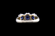 18ct Yellow Gold and White Gold Diamond and Sapphire Triple Cluster Ring