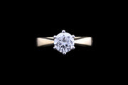 18ct Yellow Gold and White Gold Diamond Single Stone Ring