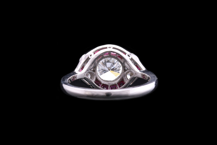 Platinum Diamond and Ruby Dress Ring