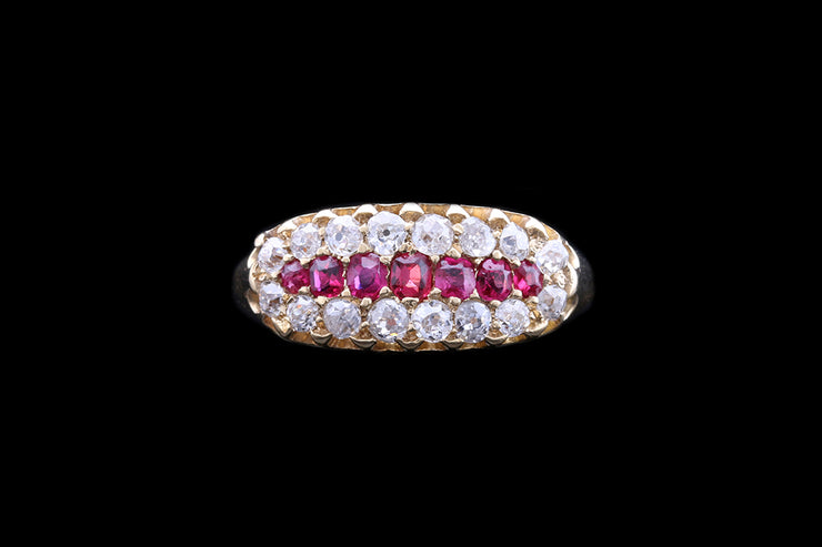 Victorian 18ct Yellow Gold Diamond and Ruby Dress Ring