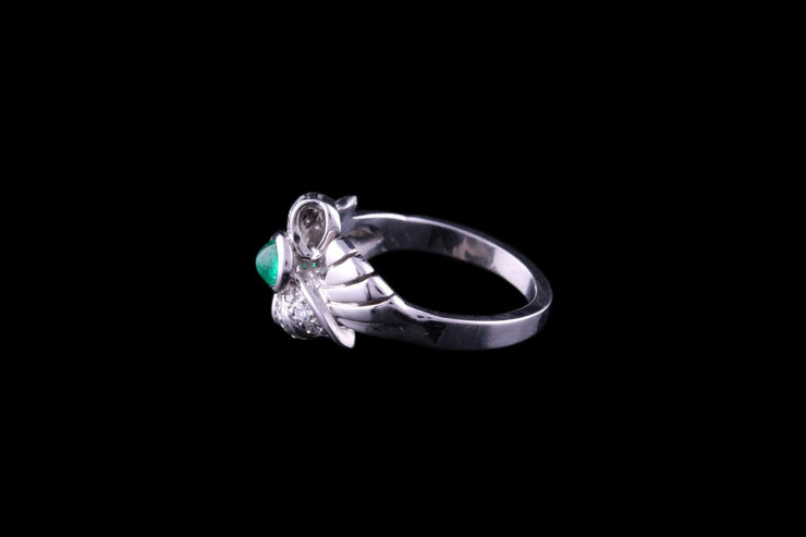18ct White Gold Emerald and Diamond Dress Ring